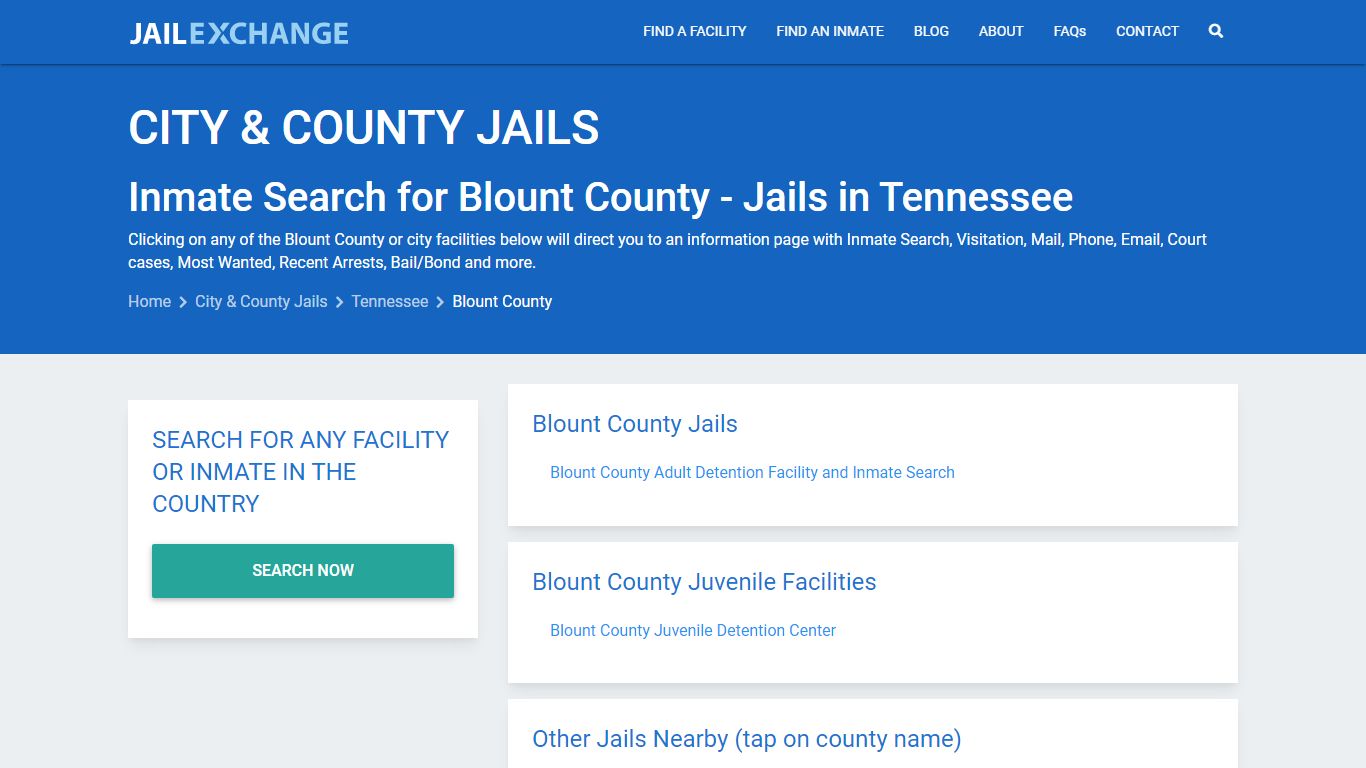 Inmate Search for Blount County | Jails in Tennessee - Jail Exchange